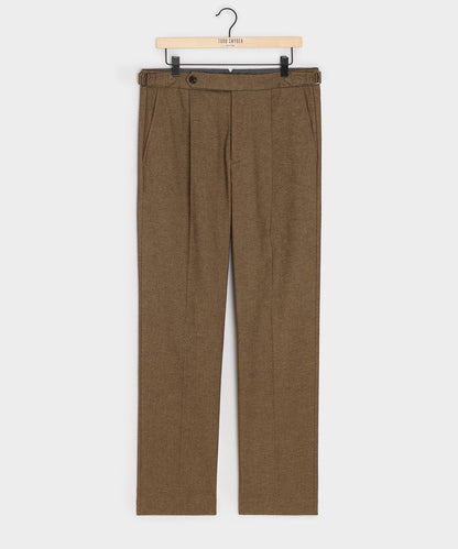 Italian Heathered Cotton Side Tab Trouser - Sand