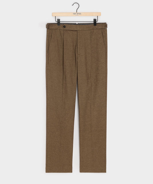 Italian Heathered Cotton Side Tab Trouser - Sand