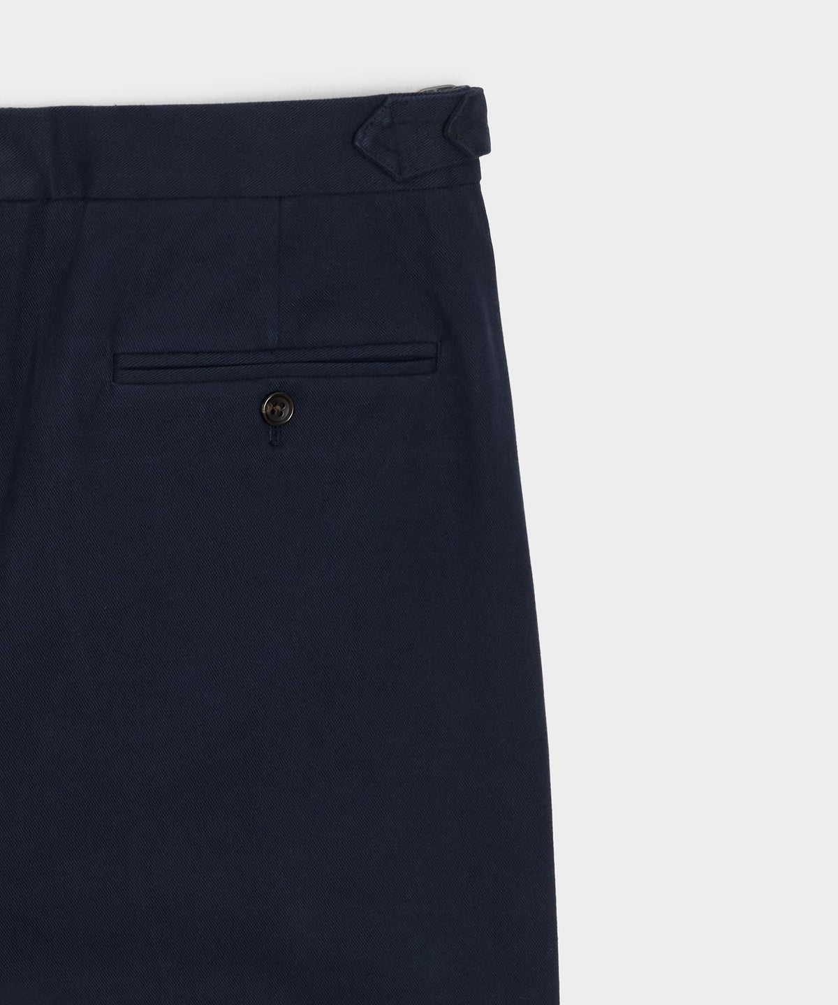 Italian Brushed Cotton Side Tab Trouser - Navy