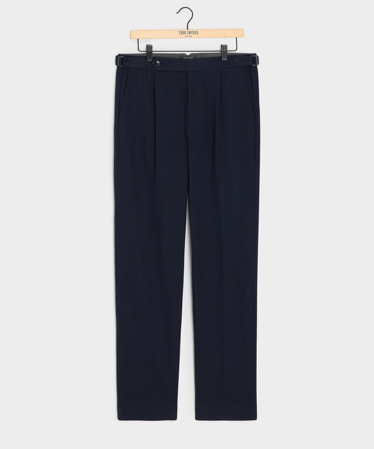 Italian Brushed Cotton Side Tab Trouser - Navy