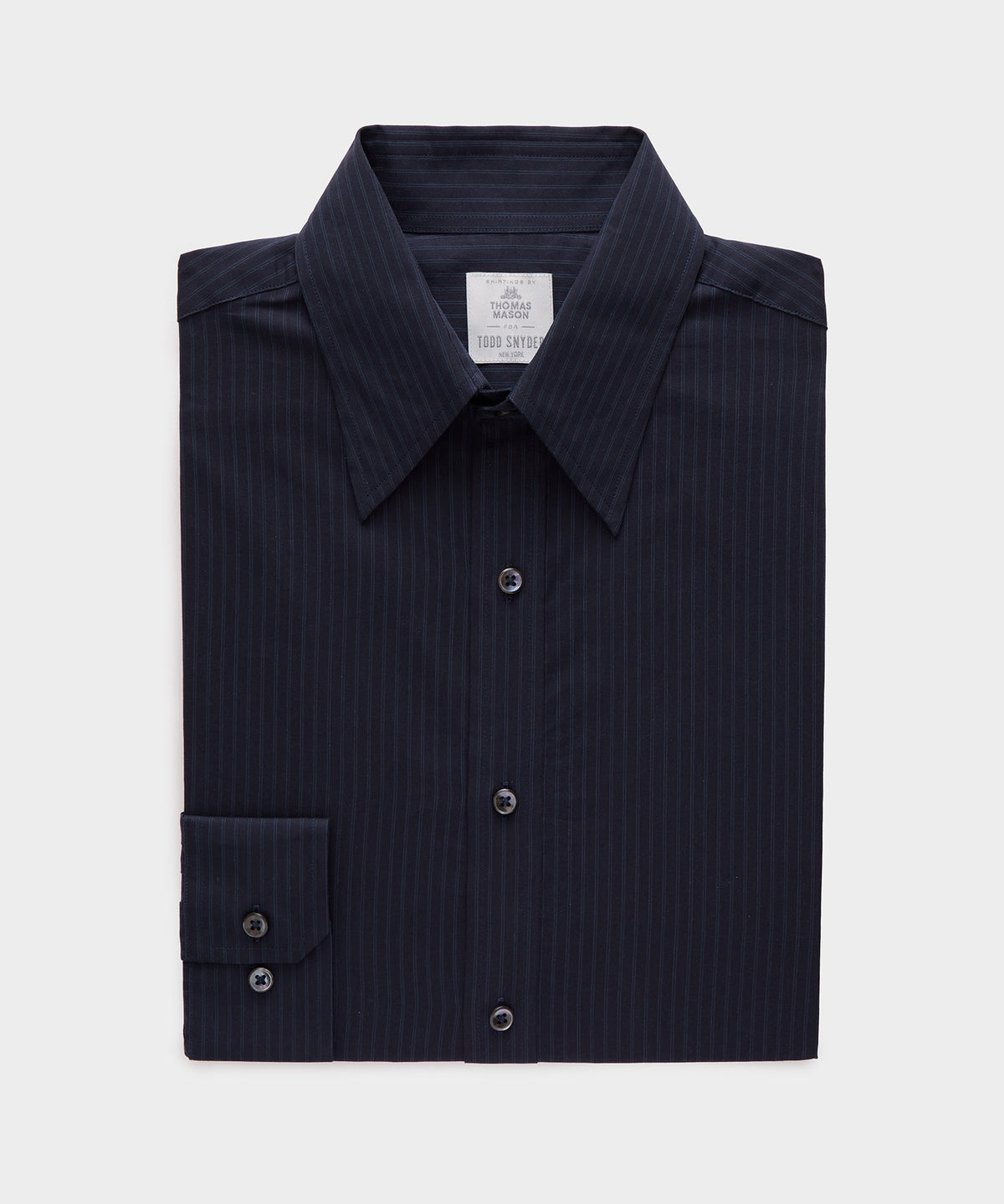 Lightweight Flannel Long Point Collar Dress Shirt - Navy