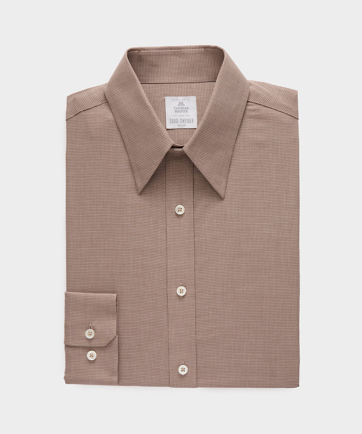 Lightweight Flannel Long Point Collar Dress Shirt - Light Brown