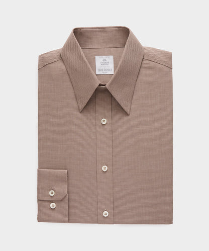 Lightweight Flannel Long Point Collar Dress Shirt - Light Brown
