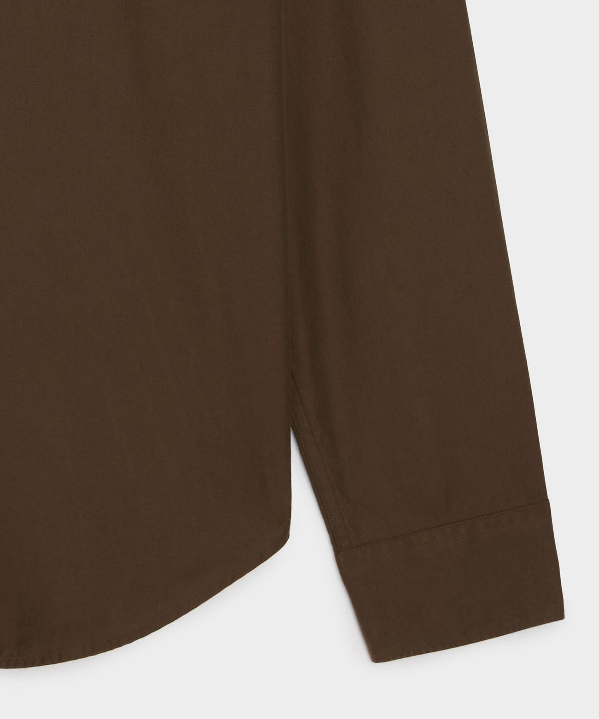 Cotton Twill Long Point Collar Shirt - Dark Brown