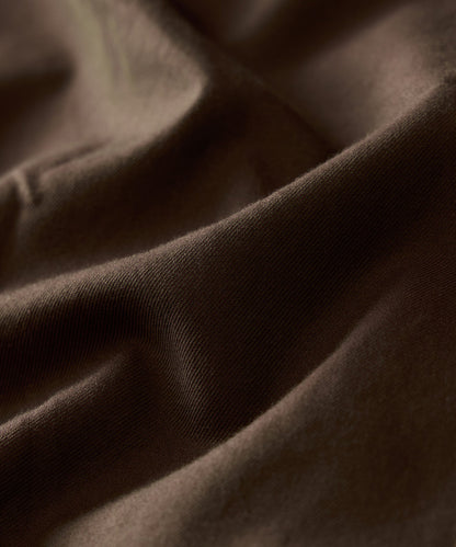 Cotton Twill Long Point Collar Shirt - Dark Brown