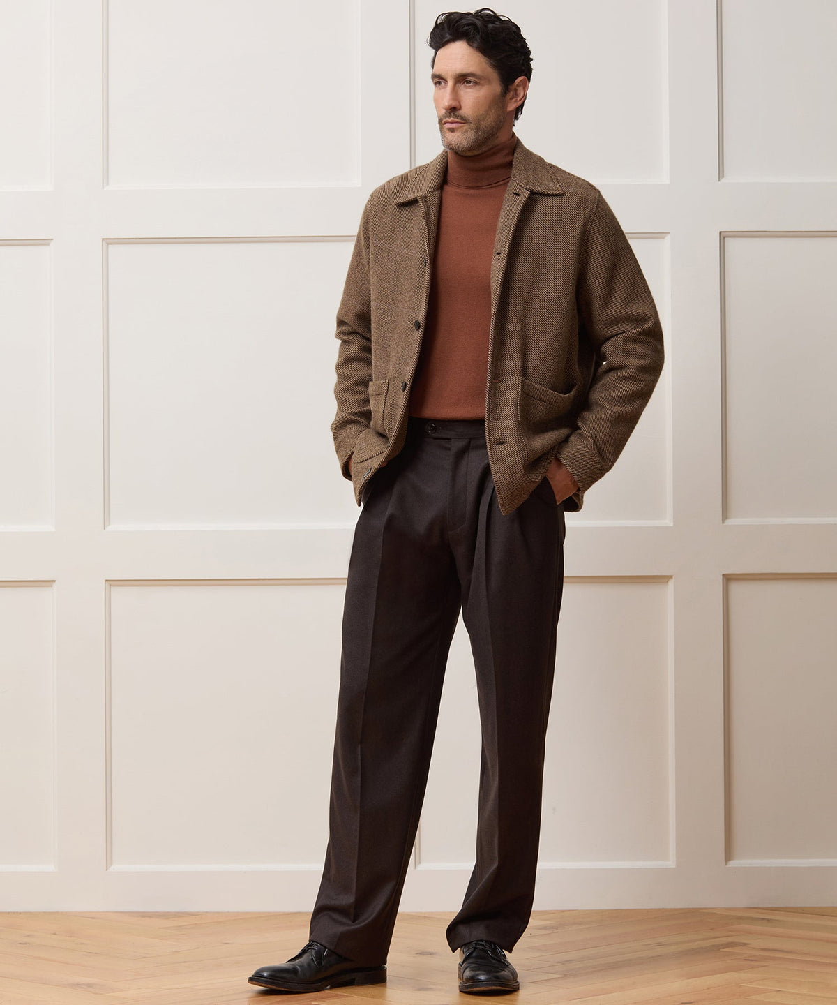 Italian Cashmere-Wool Chore Coat - Brown