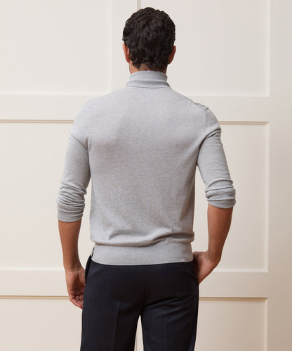 Silk-Cashmere Turtleneck Sweater - Light Grey Heather