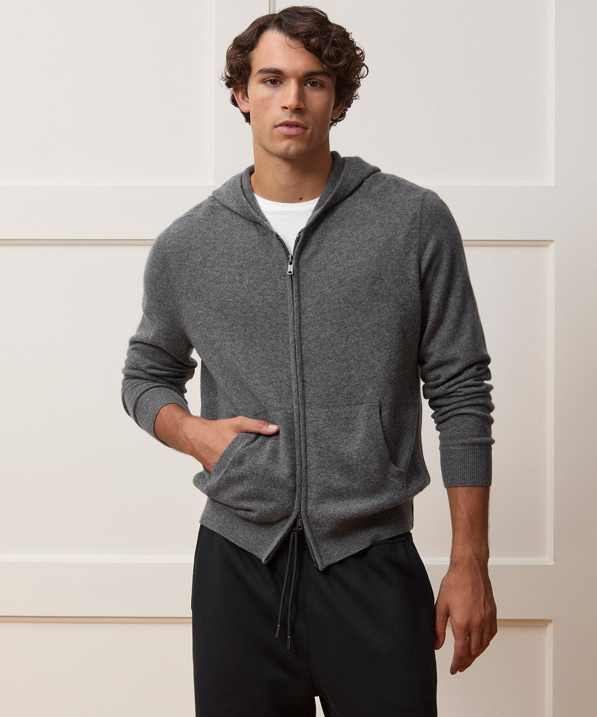 Cashmere Full-Zip Hoodie - Charcoal