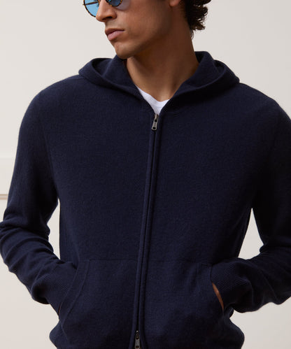 Cashmere Full-Zip Hoodie - Navy