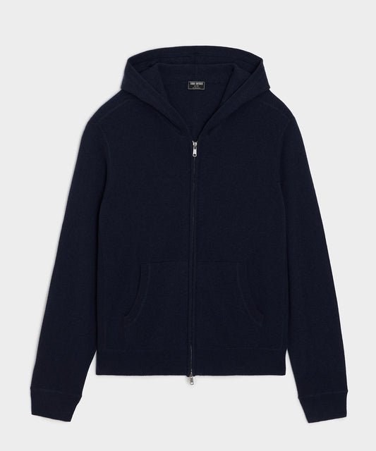 Cashmere Full-Zip Hoodie - Navy