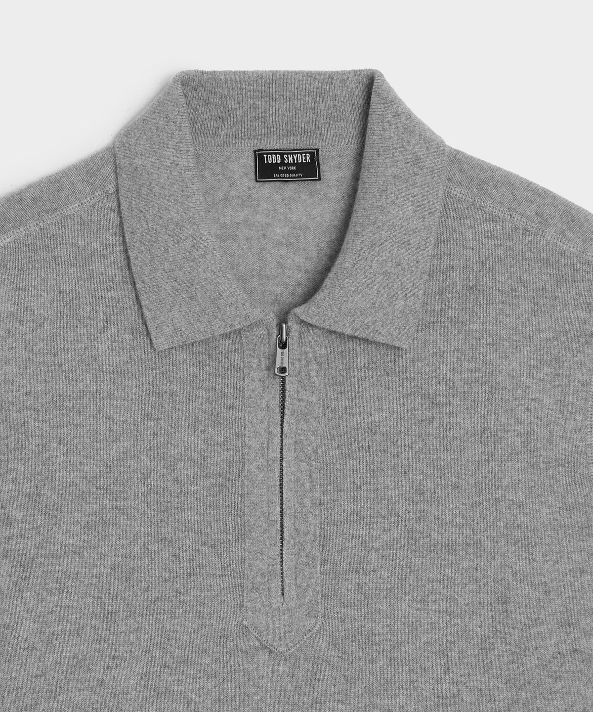 Cashmere Quarter-Zip Sweater Polo - Heather Grey