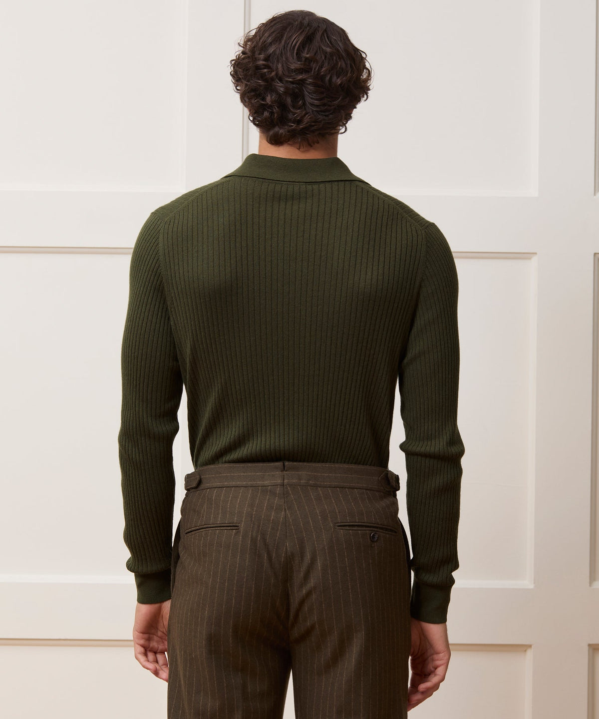 Silk-Cashmere Ribbed Montauk Sweater Polo - Evergreen