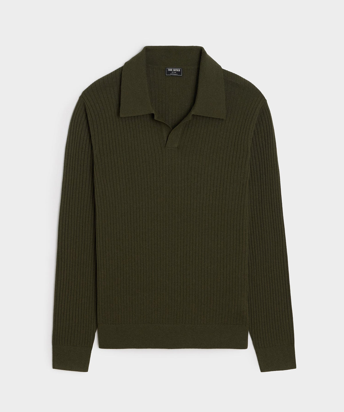 Silk-Cashmere Ribbed Montauk Sweater Polo - Evergreen