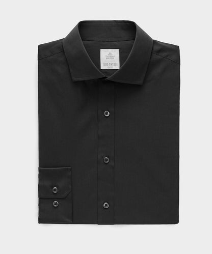 Slim Cotton-Silk Spread Collar Dress Shirt - Black