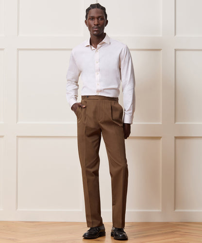 Slim Cotton-Silk Spread Collar Dress Shirt - Cream