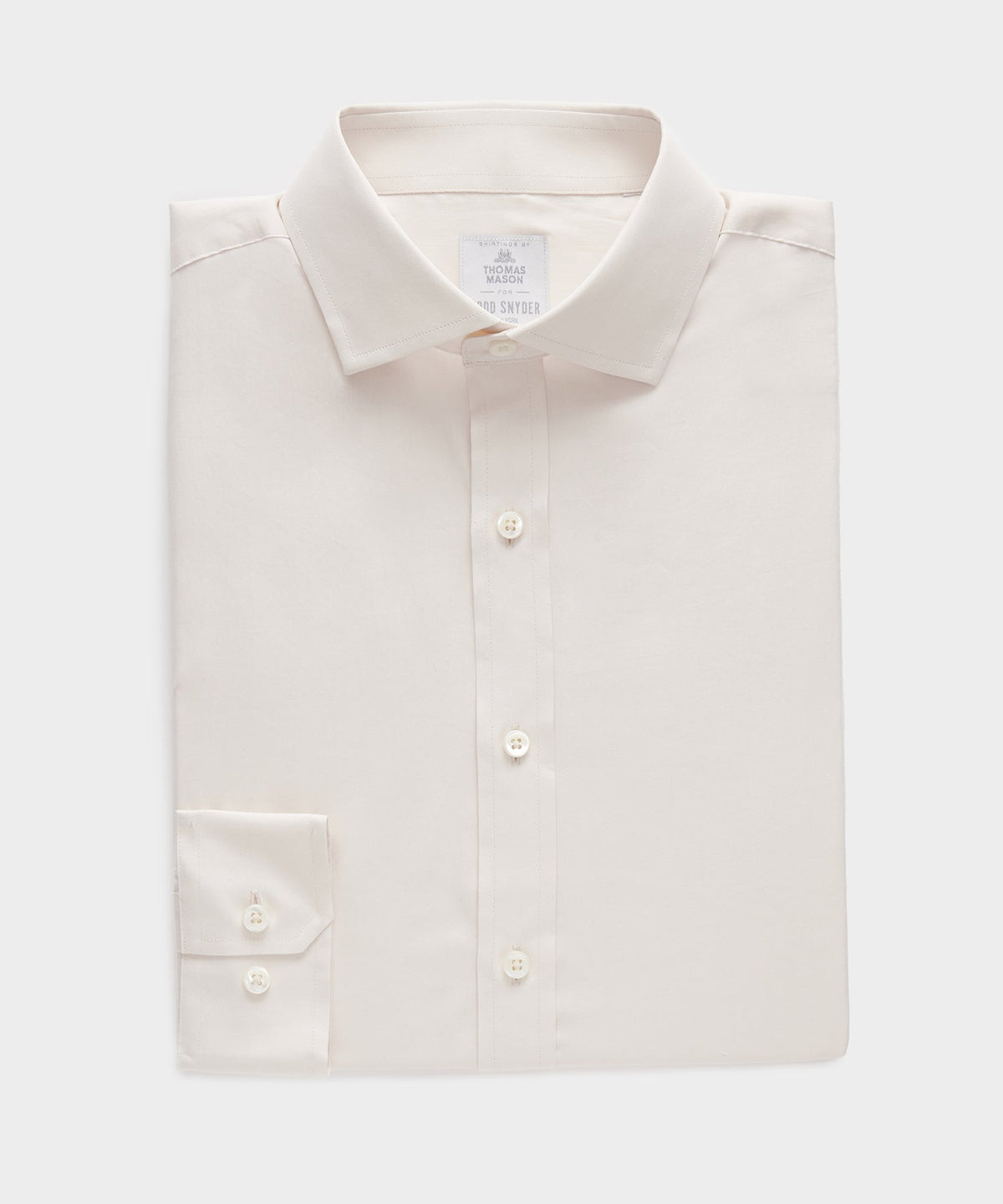 Slim Cotton-Silk Spread Collar Dress Shirt - Cream