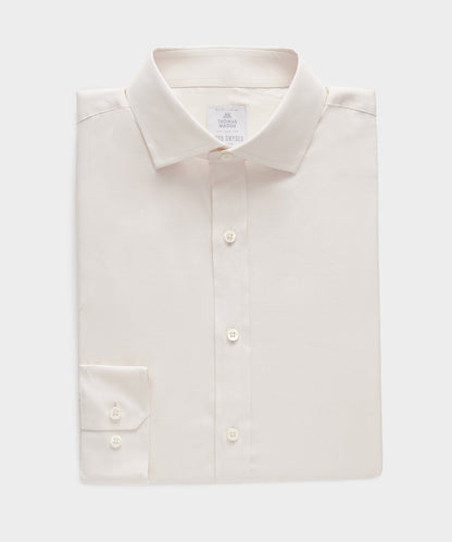 Slim Cotton-Silk Spread Collar Dress Shirt - Cream
