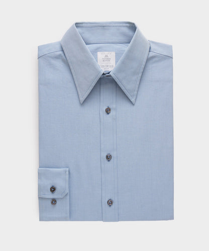 Slim Twill Long Collar Dress Shirt - Denim Blue