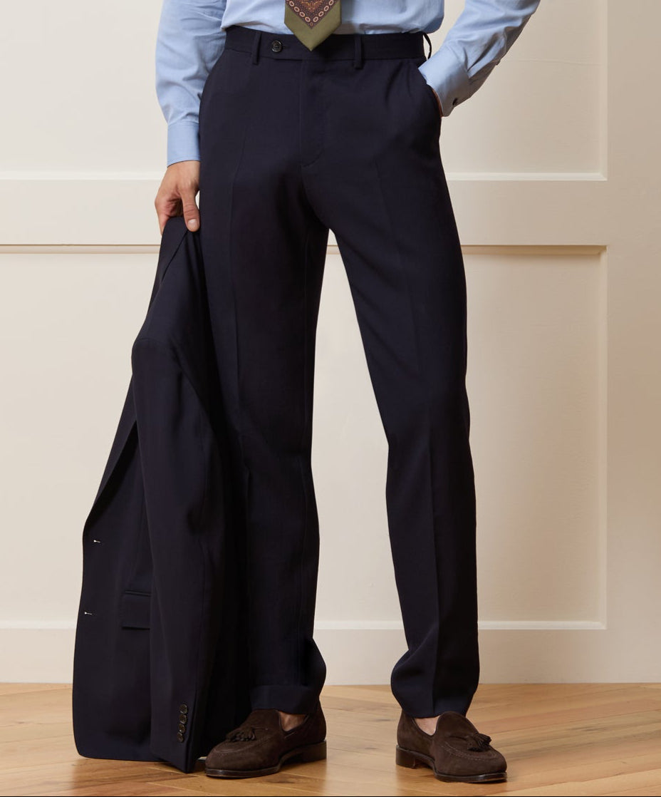 Slim Twill Long Collar Dress Shirt - Denim Blue