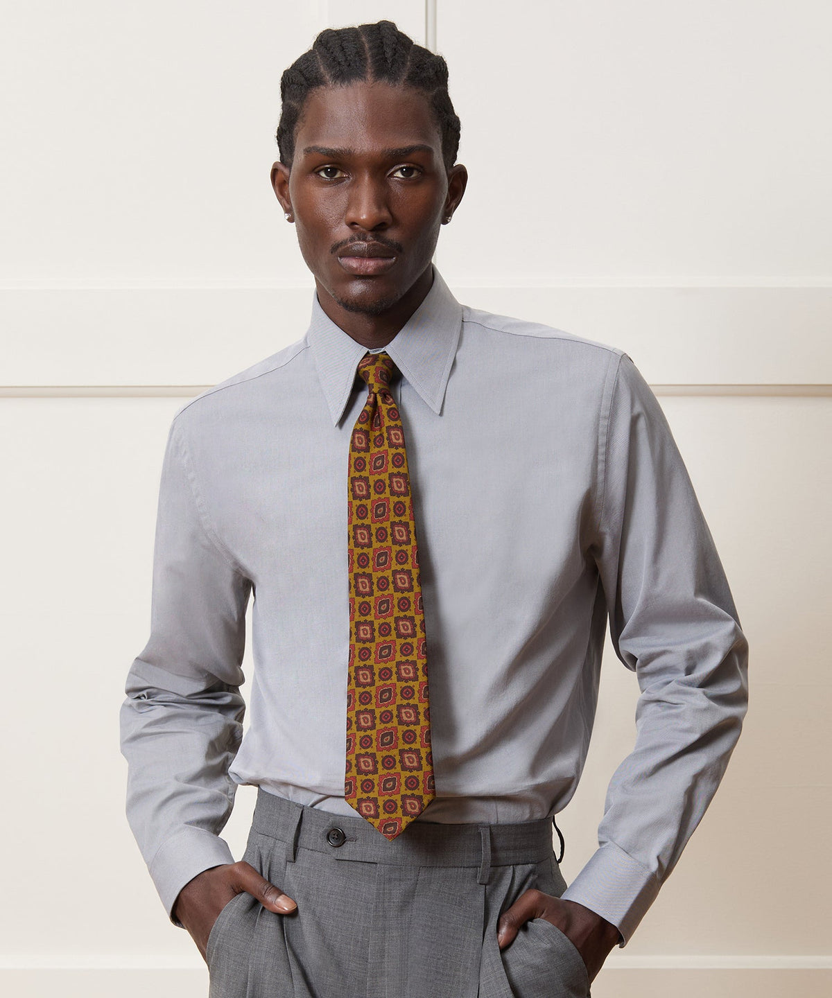 Italian Wool-Silk Medallion Tie - Chartreuse