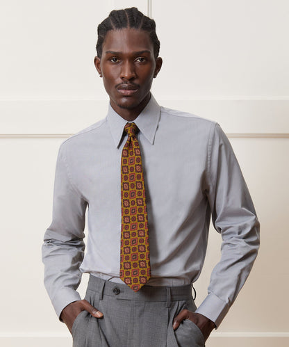 Italian Wool-Silk Medallion Tie - Chartreuse