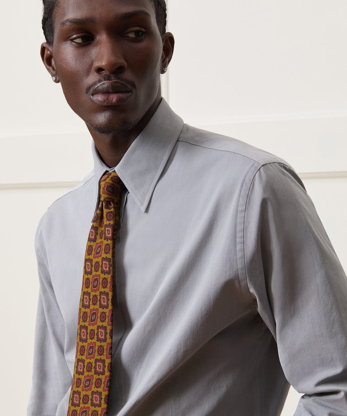 Italian Wool-Silk Medallion Tie - Chartreuse