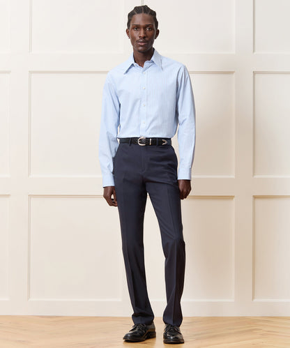 Poplin Long Point Collar Dress Shirt - Blue