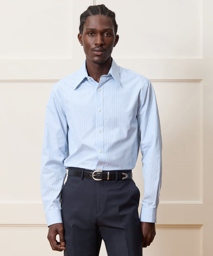 Poplin Long Point Collar Dress Shirt - Blue