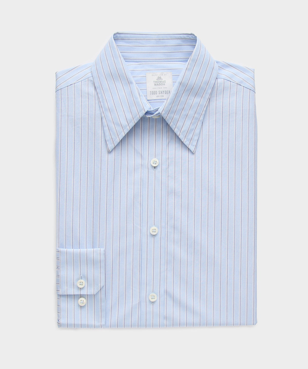 Poplin Long Point Collar Dress Shirt - Blue