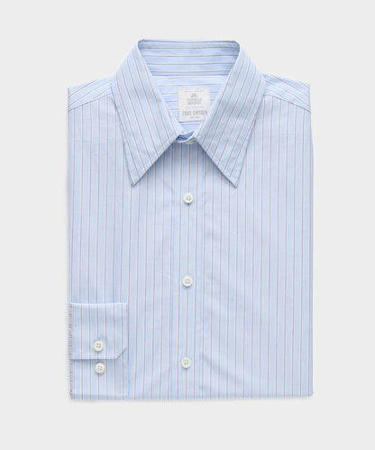 Poplin Long Point Collar Dress Shirt - Blue