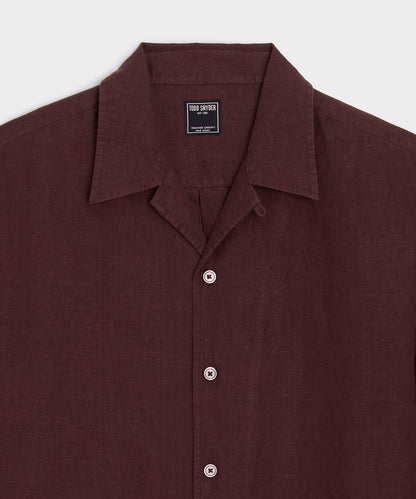 Cropped Sea Soft Irish Linen Camp Collar Shirt - Blackberry