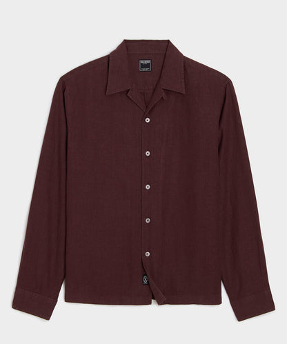 Cropped Sea Soft Irish Linen Camp Collar Shirt - Blackberry
