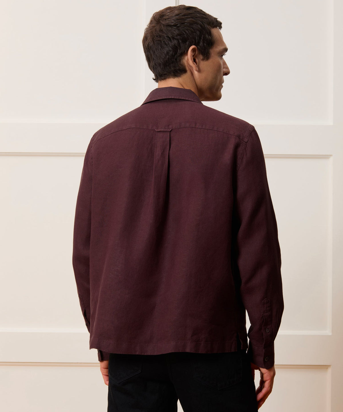 Cropped Sea Soft Irish Linen Camp Collar Shirt - Blackberry