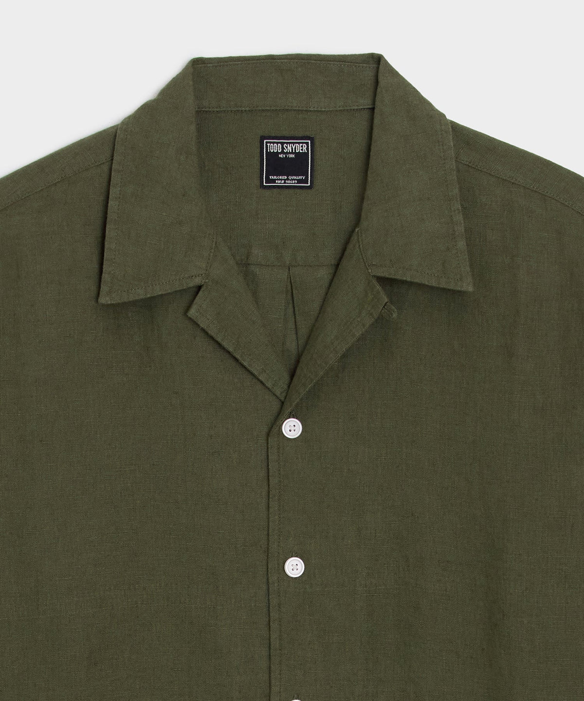 Cropped Sea Soft Irish Linen Camp Collar Shirt - Desert Olive
