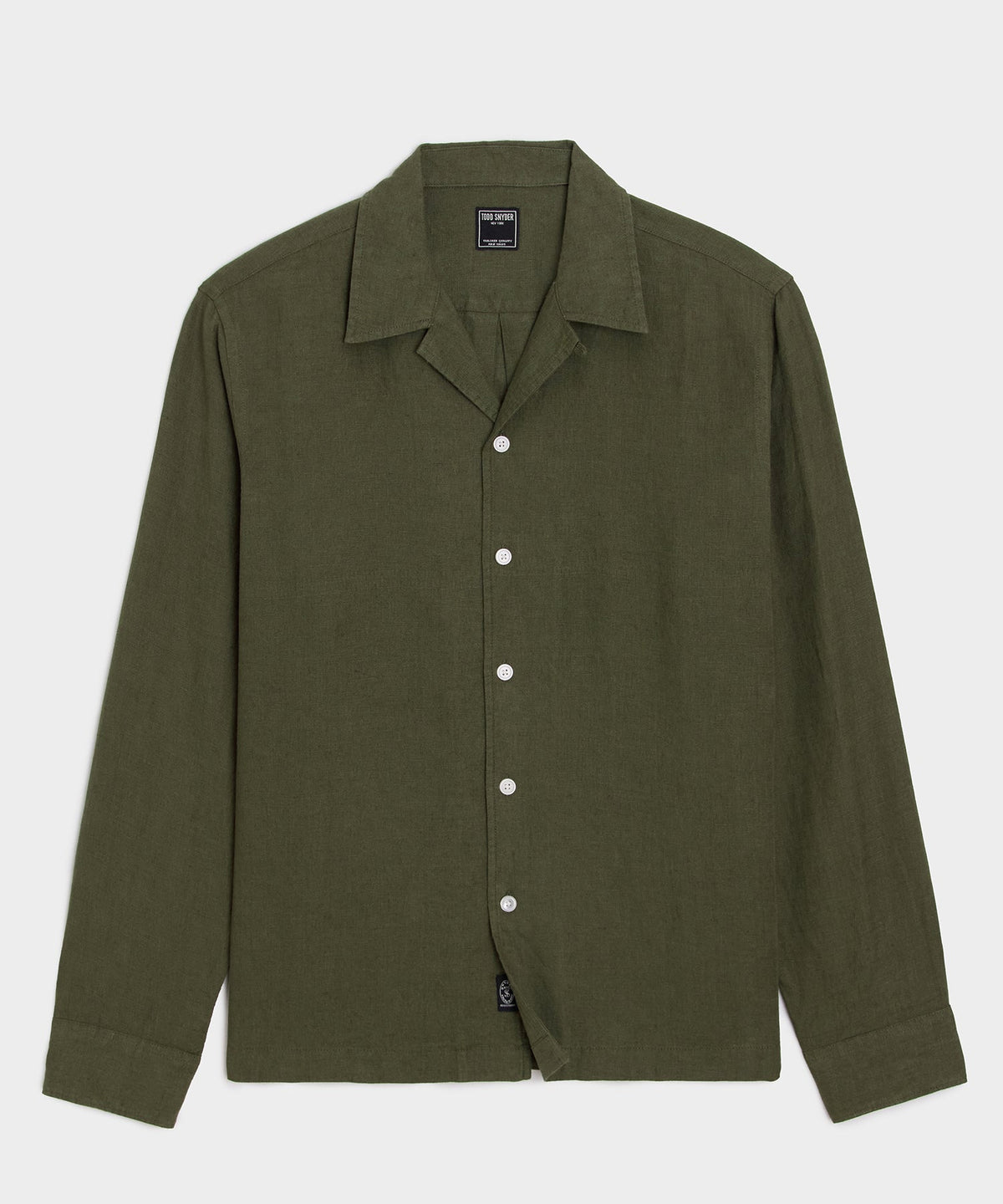 Cropped Sea Soft Irish Linen Camp Collar Shirt - Desert Olive