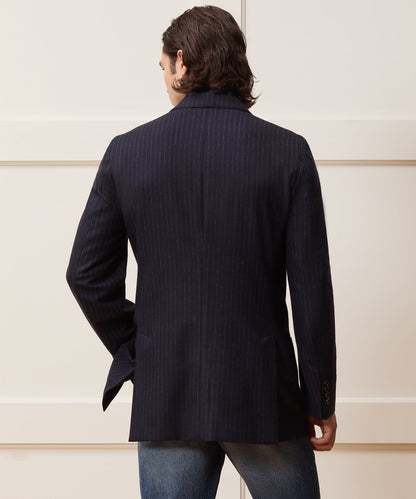 Italian Flannel Pinstripe Wythe Sport Coat - Navy