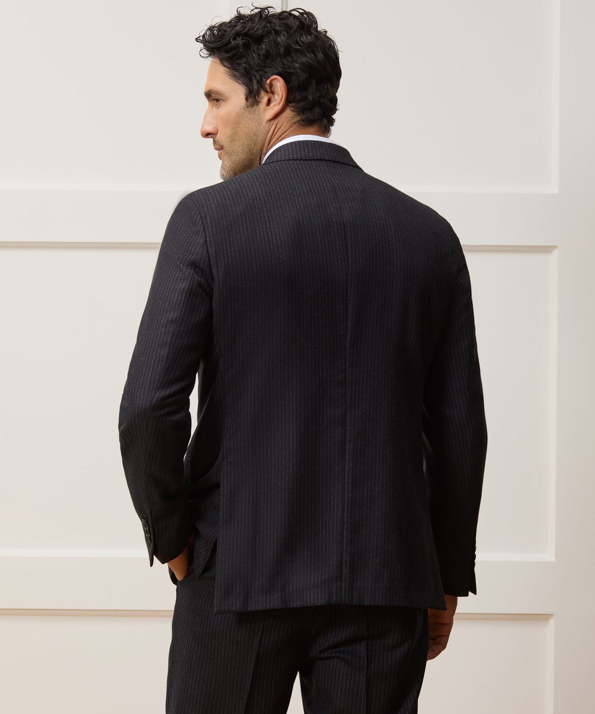 Italian Flannel Pinstripe Wythe Jacket - Black