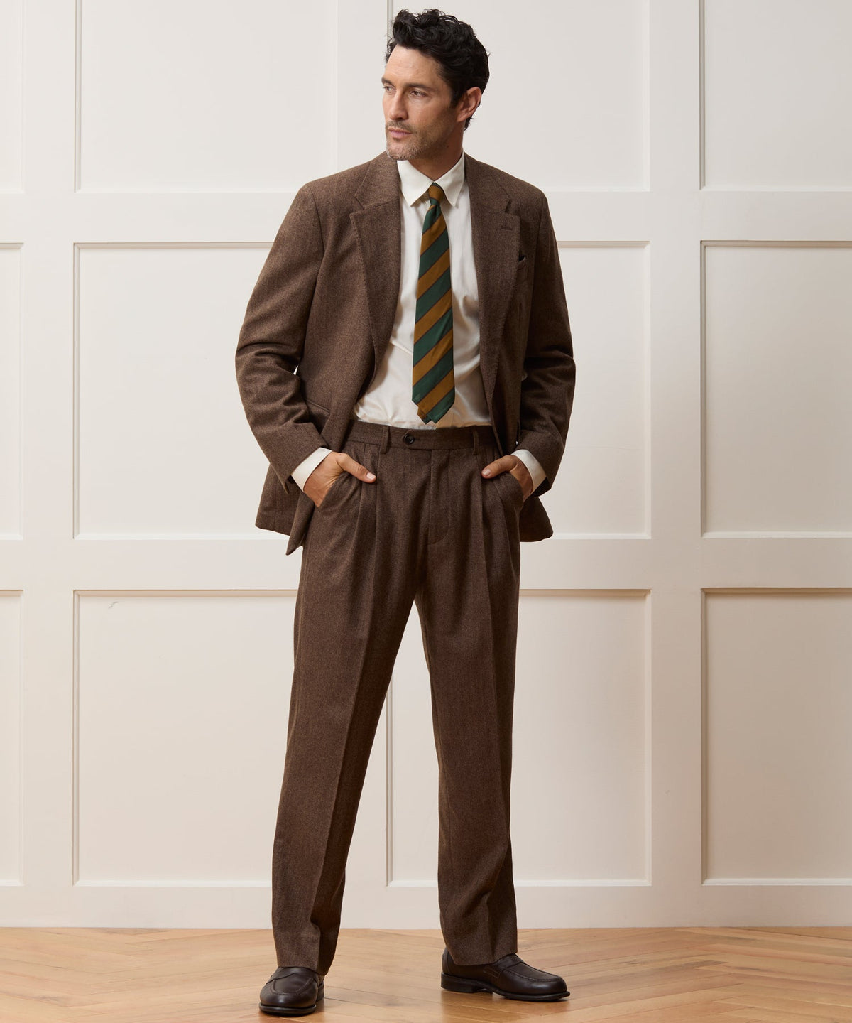 Italian Flannel Herringbone Wythe Jacket - Brown