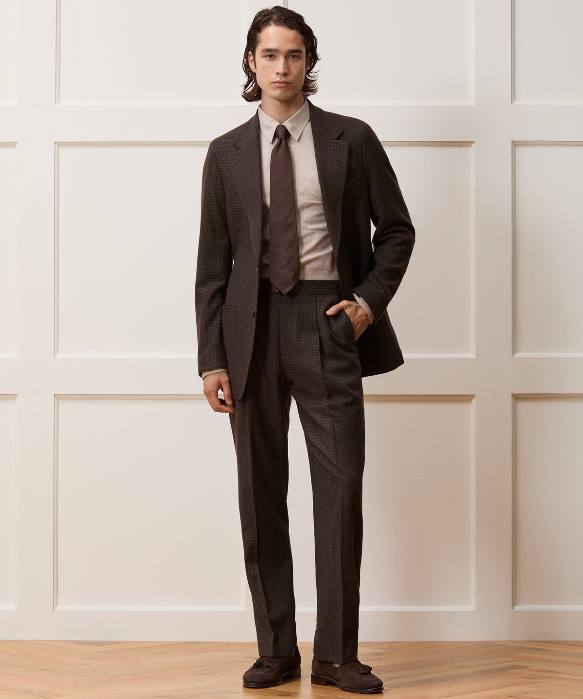Italian Flannel Houndstooth Madison Jacket - Olive