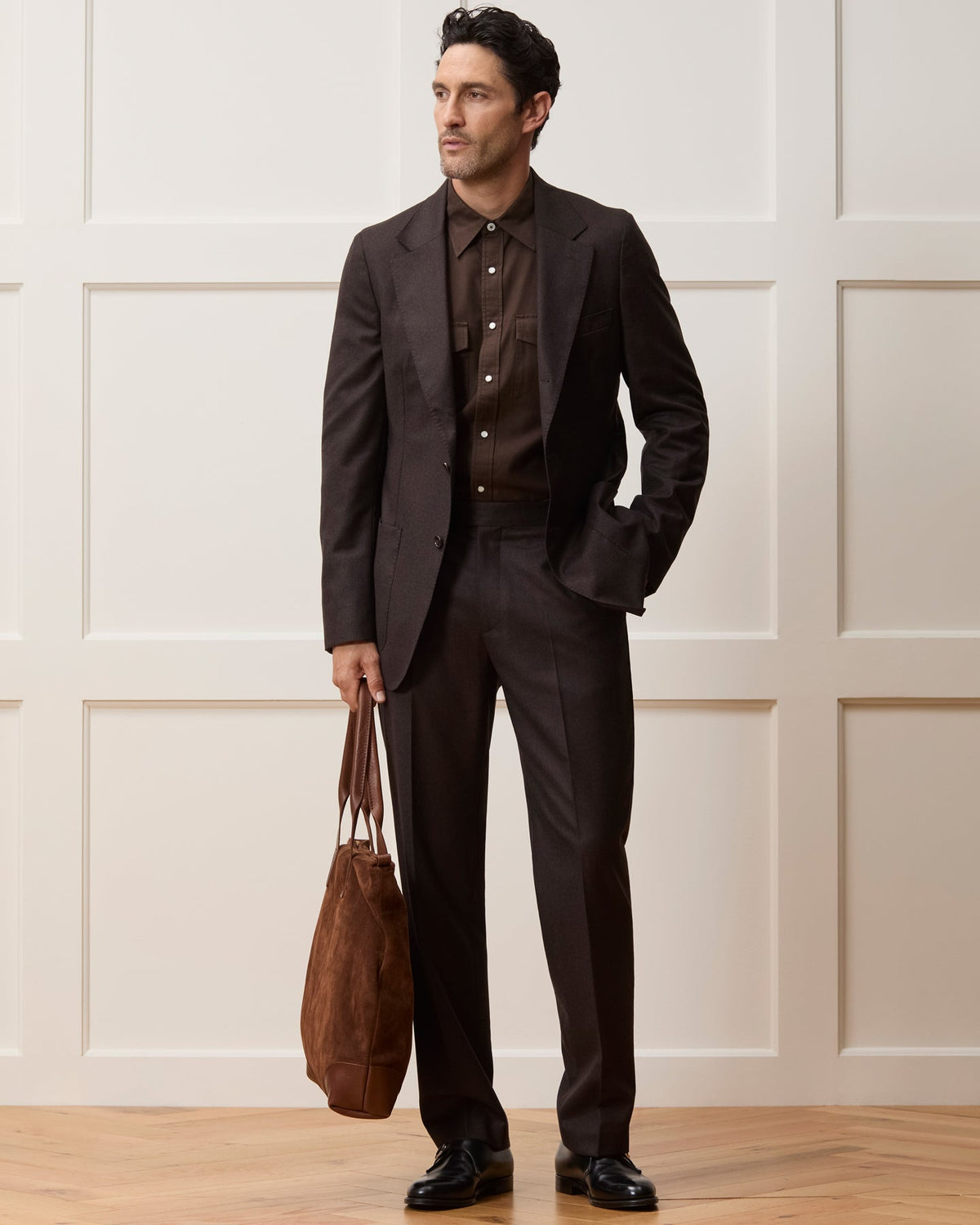 Italian Flannel Madison Jacket - Dark Brown