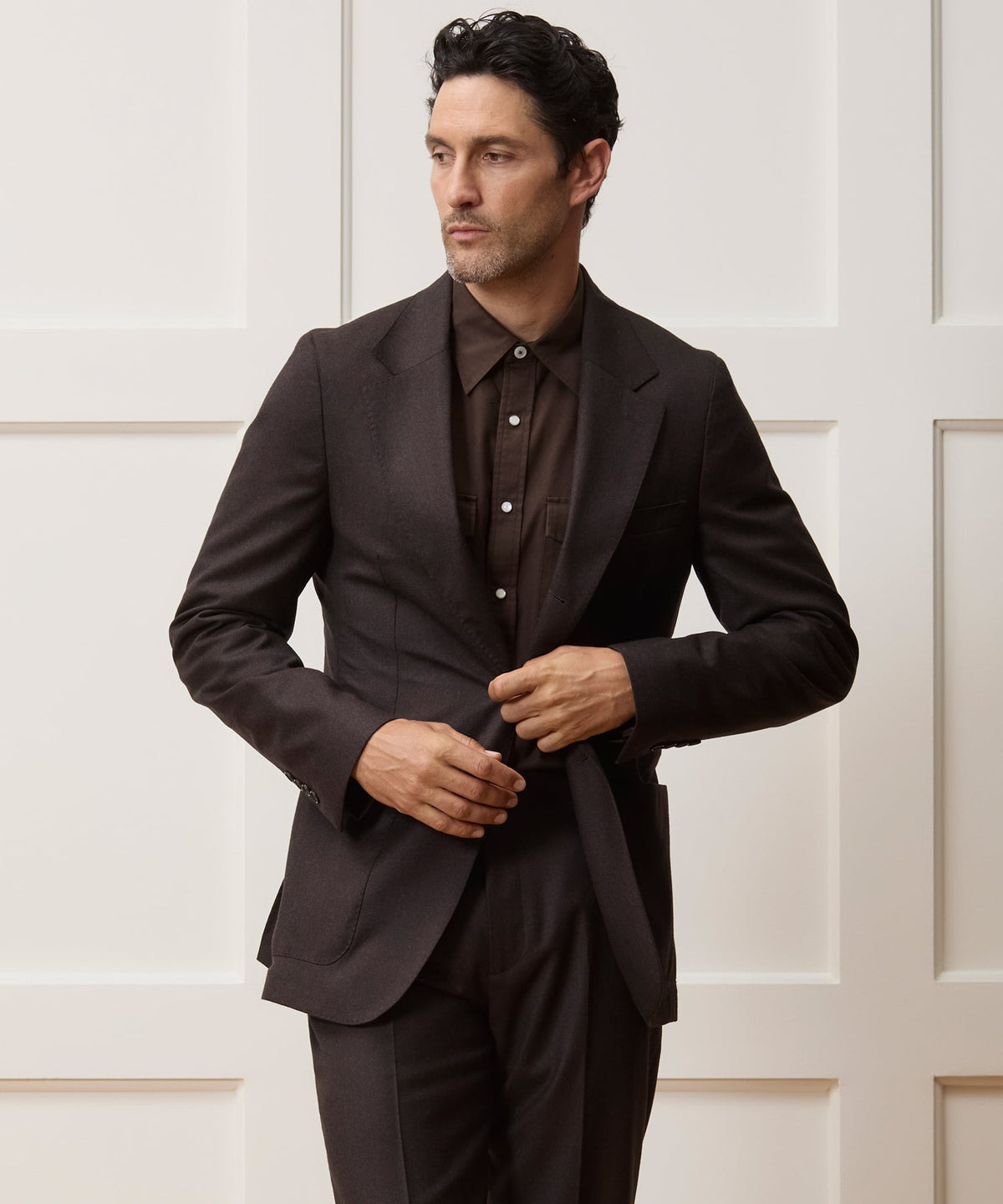 Italian Flannel Madison Jacket - Dark Brown