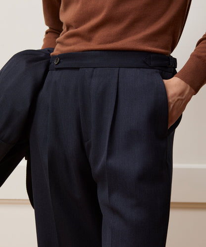 Italian Cavalry Twill Side Tab Trouser - Indigo
