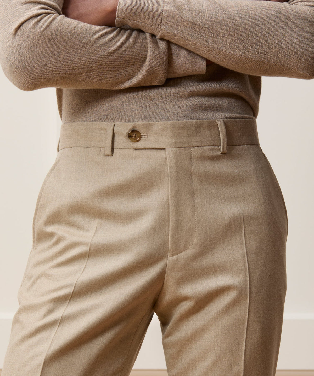 Italian Flannel Sutton Trouser - Oatmeal