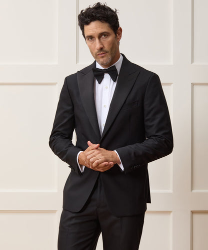 Italian Wool Peak Lapel Tuxedo Jacket - Black