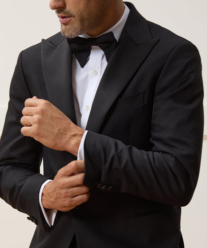 Italian Wool Peak Lapel Tuxedo Jacket - Black