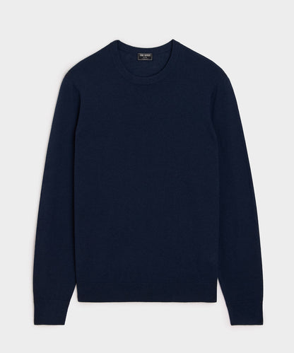 Silk-Cashmere Crewneck Sweater - Navy