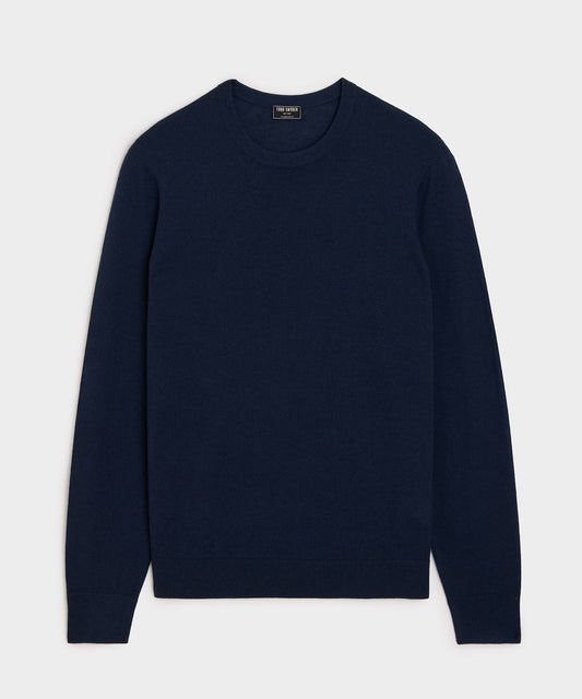 Silk-Cashmere Crewneck Sweater - Navy