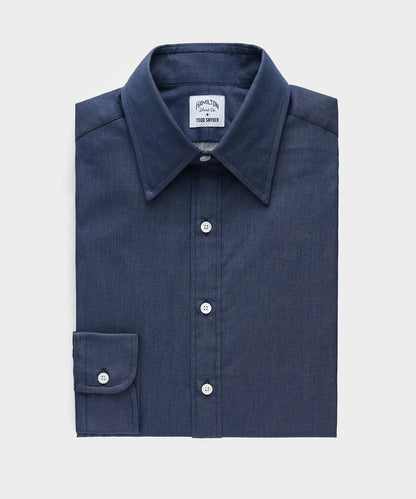 Hamilton + Todd Snyder Chambray Long Point Collar Dress Shirt - Dark Indigo