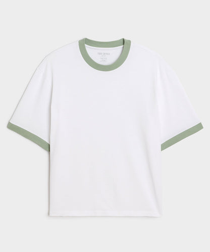 Boxy Jersey Ringer Tee - Simply White