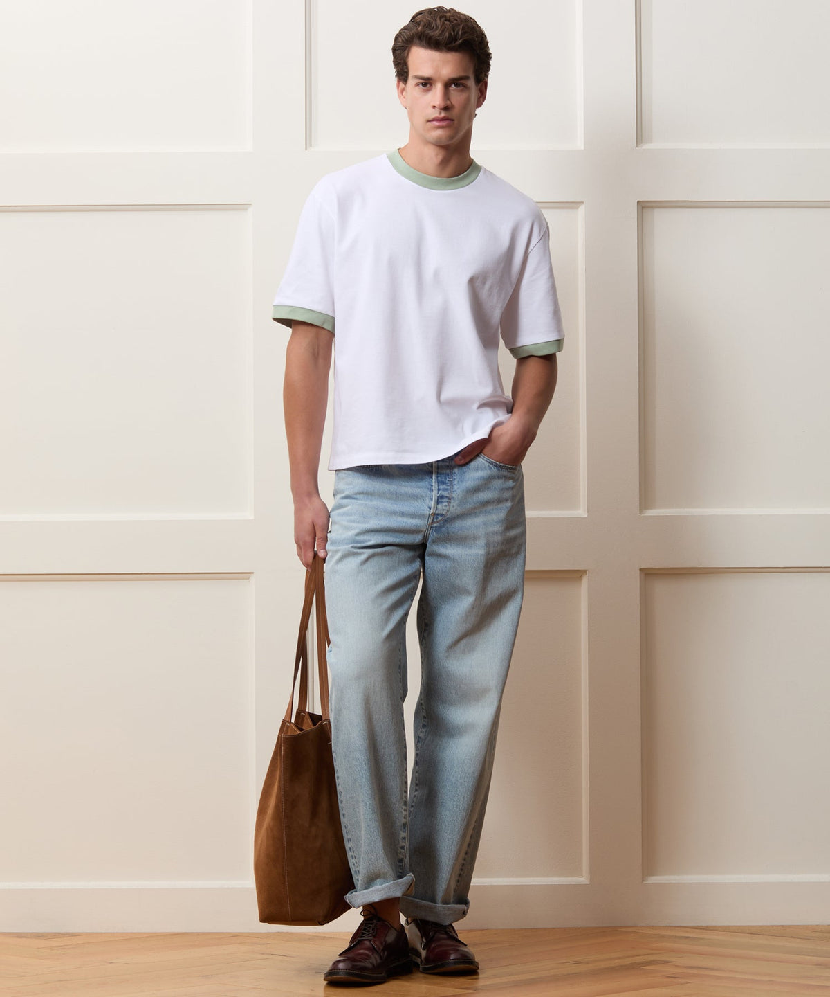Boxy Jersey Ringer Tee - Simply White